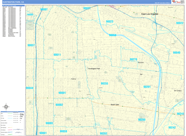 Huntington Park City Digital Map Basic Style